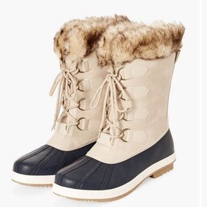 Beige and Navy faux fur snow boots only 7& 7.5left